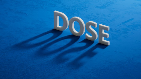 DOSE - text on wooden blocks, medical concept.3D rendering.の写真素材