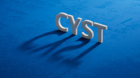 shadow of 3d characters with the word cyst. Care concept.close up of shadow of 3d characters.3D rendering.の写真素材