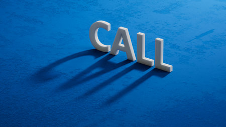 shadow of 3d charcaters with CALL business word.close up of shadow of 3d charcaters,Business Concept.3D rendering.の写真素材