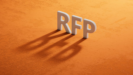 shadow of 3d charcaters with the letters RFP.the inscription on the shadow of 3d charcaters.close up of shadow of 3d charcaters,Business Concept.3D rendering.の写真素材