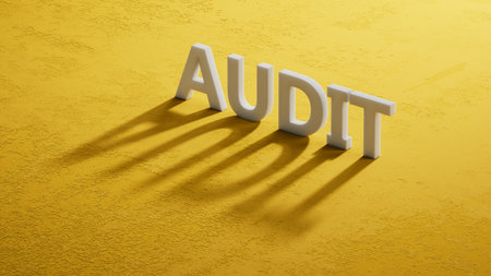 shadow of 3d charcaters with AUDIT business word.close up of shadow of 3d charcaters,Business Concept.3D rendering.の写真素材