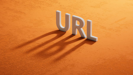 URL website - text concept on shadow of 3d charcaters .3D rendering.の写真素材