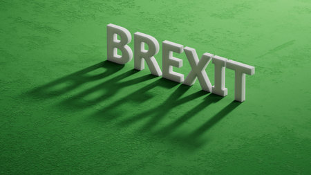 Brexit the word spelled out using shadow of 3d charcaters. EU and UK politics. Political Brexit concept.3D rendering.の写真素材