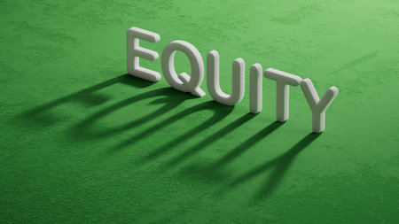 Shadow of 3d characters with word equity. Close up of shadow of 3d characters, Business Concept. 3D rendering.の写真素材