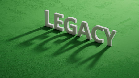 legacy word concept. shadow of 3d charcaters.close up of shadow of 3d charcaters,Business Concept.3D rendering.の写真素材