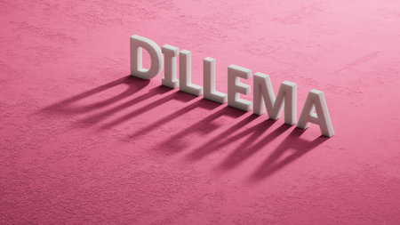 shadow of 3d characters with text dilemma. close up of shadow of 3d characters.の写真素材