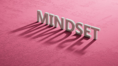 Mindset is a word written in white letters on shadow of 3d characters. Mindset text on shadow of 3d characters. Close up of shadow of 3d characters.の写真素材