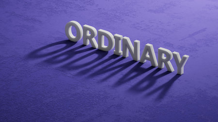 The hand puts a shadow of 3d characters with sign ordinary. The word is written on shadow of 3d characters. Close up of shadow of 3d characters.の写真素材