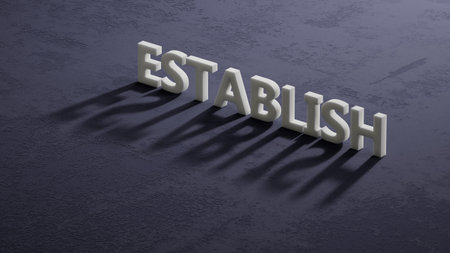 shadow of 3d charcaters with text ESTABLISH. financial market. financing.close up of shadow of 3d charcaters,Business Concept.3D rendering.の写真素材