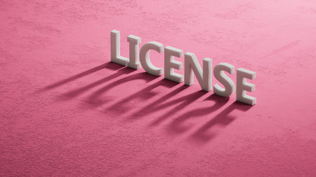 shadow of 3d characters with the word license. close up of shadow of 3d characters, Business Concept. 3D rendering.の写真素材