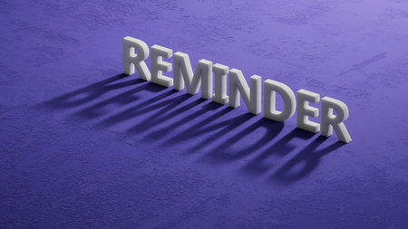 shadow of 3d charcaters with text REMINDER. financial market. financing.close up of shadow of 3d charcaters,Business Concept.3D rendering.の写真素材
