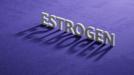 ESTROGEN word made with shadow of 3d characters concept. Close up of shadow of 3d characters, Business Concept. 3D rendering.の写真素材
