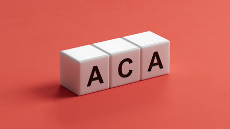 aca inscription on wooden cubes, medicine concept. close up of wooden cubes. 3D rendering.の写真素材