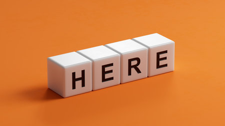 wooden cubes spelling.Flat lay view from above on wooden cubes buttons.IT technology concept.3D rendering.の写真素材