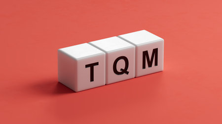TQM, TEXT on wooden cubess.close up of wooden cubes,Business Concept.3D rendering.の写真素材