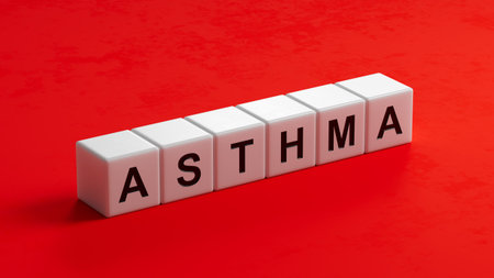Asthma - text on wooden cubes.3D rendering.の写真素材