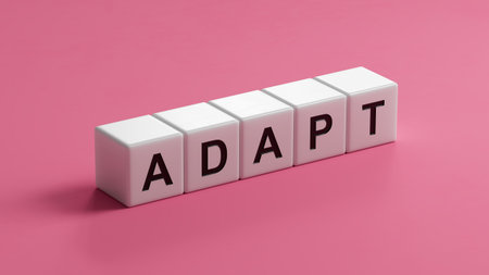Adapt symbol. The concept word 'adapt' on wooden cubes. Business, adaptation and adapt...