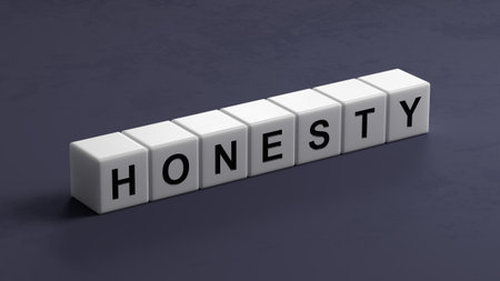 HONESTY word made with wooden building blocks.3D rendering.の写真素材