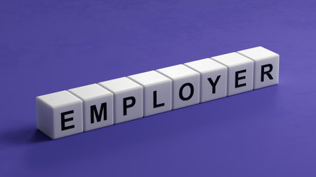 EMPLOYER word written on wooden cubes.close up of wooden cubes,Business Concept.3D rendering.の写真素材