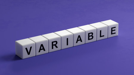 cubes with text VARIABLE. financial market. financing.close up of cubes, Business Concept. 3D rendering.の写真素材