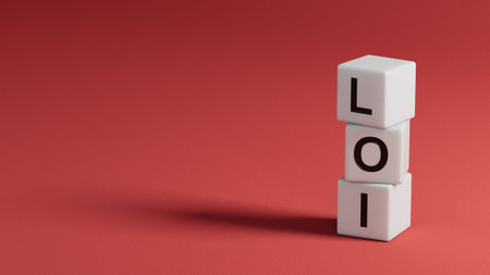 wooden elements with loi text. Financial, marketing.close up of wooden elements,の写真素材