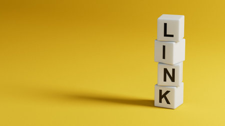 LINK text on wooden elements.3D renderingの写真素材