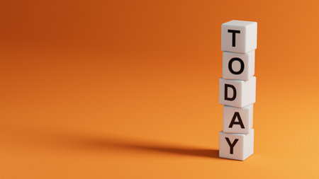 Today word made of wood background. Today sign, current day concept. Calendar concept. Word today written with wooden elements.の写真素材