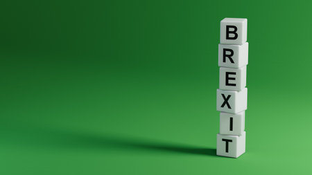 Brexit the word spelled out using wooden elements. EU and UK politics. Political Brexit concept.3D renderingの写真素材