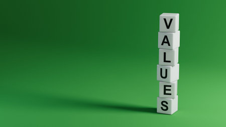 values word written on wood block.
