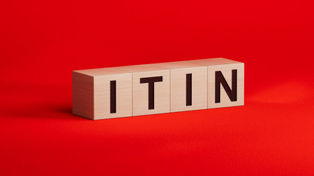 wooden cubes with ITIN word.close up of wooden cubes.3D rendering.の写真素材