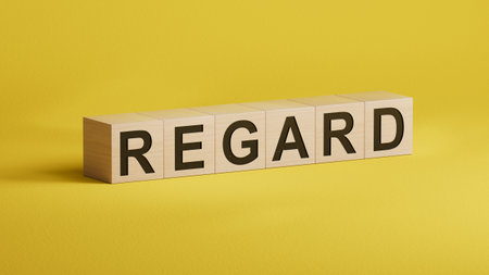 wooden cubes with regard word. close up of wooden cubes. 3D rendering.の写真素材