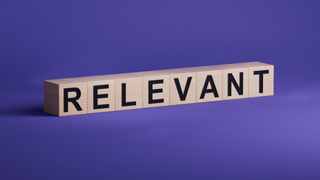 wooden cubes with text RELEVANT. financial market. financing.close up of wooden cubes,Business Concept.3D rendering.の写真素材