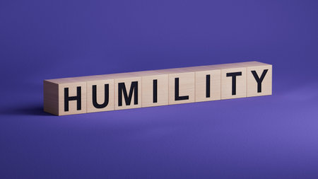 wooden cubes with text HUMILITY. financing.close up of wooden cubes,Business Concept.3D rendering.の写真素材