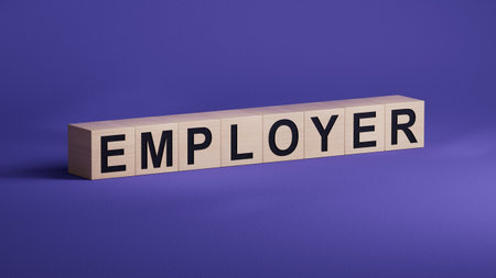EMPLOYER word written on wooden cubes.close up of wooden cubes,Business Concept.3D rendering.の写真素材