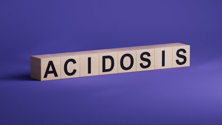 wooden cubes with text acidosis. close up of wooden cubes. 3D rendering.