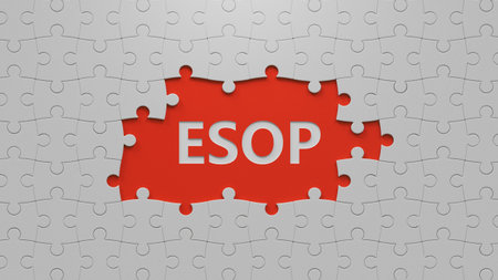 esop sign on the puzzle pieces with missing pieces.close up of puzzle pieces with missing pieces,Business Concept.3D rendering.の写真素材