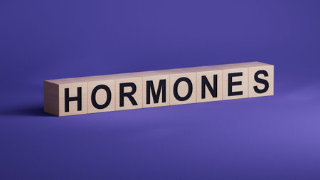 HORMONES word cube. Medical concept.3D rendering.