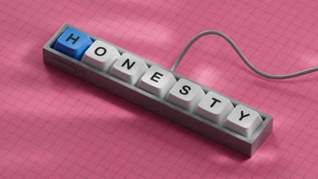 HONESTY word made with wooden building blocks. 3D rendering.の写真素材