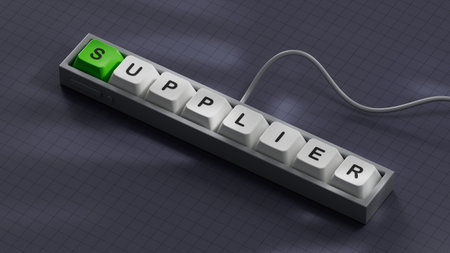 Computer keyboard keys with text SUPPLIER. financial market. financing. close up of Computer keyboard keys, Business Concept. 3D rendering.の写真素材
