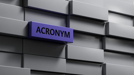 metal blocks with text acronym. financial market. financing.close up of metal blocks, Business Concept.3D rendering.の写真素材