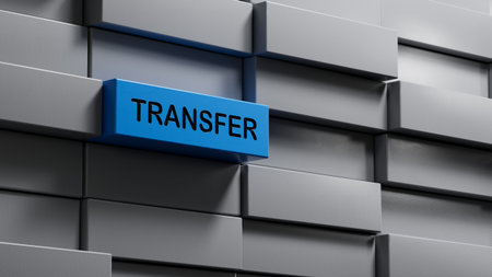 Transfer.3D illustration of metal blocks.close up of metal blocks,3D rendering.の写真素材