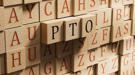 paid time off words on wooden blocks and charts.close up of wooden blocks,Business Concept.3D rendering.の写真素材