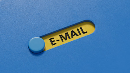 3D illustration of slide switch. Close up of slide switch, 3D rendering on blue background.