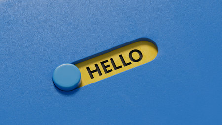 3D illustration of HELLO in English, using a sleek modern font. It symbolizes a warm welcome and friendly greeting, perfect for digital and print media.の写真素材