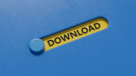 Minimalist Abstract Design With close up of slide switch,3D rendering on blue background.の写真素材