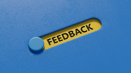 Word FEEDBACK made with slide switch. Business concept. Close up of slide switch. 3D rendering on...