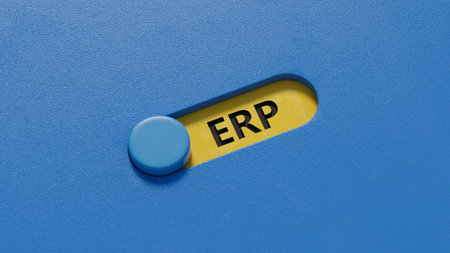 slide switch with erp text. Financial, marketing.close up of slide switch,Business Concept.3D...