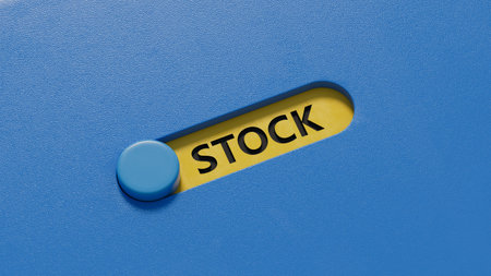 slide switch with business word.close up of slide switch,Business Concept.3D rendering on blue...