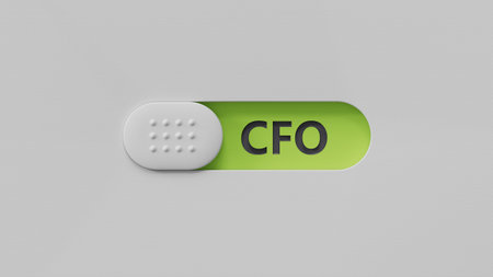 concept word CFO on slide switch.close up of slide switch,Business Concept.3D rendering on green...