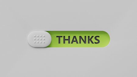 3D illustration of THANKS in English, using a classic font. It conveys deep gratitude and is ideal for elegant messaging. 3D rendering on green background.の写真素材